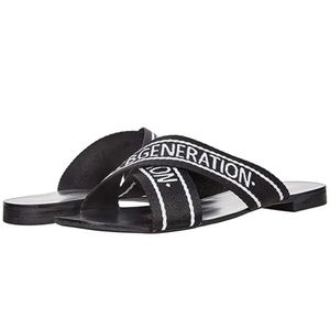 NEW BCBGENERATION KEENA SLIDES black and white